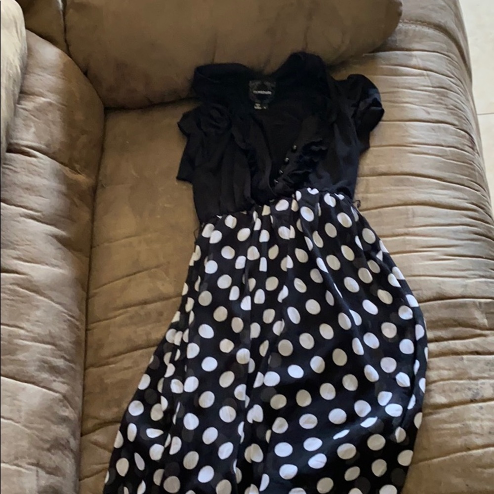 Black polka dot dress